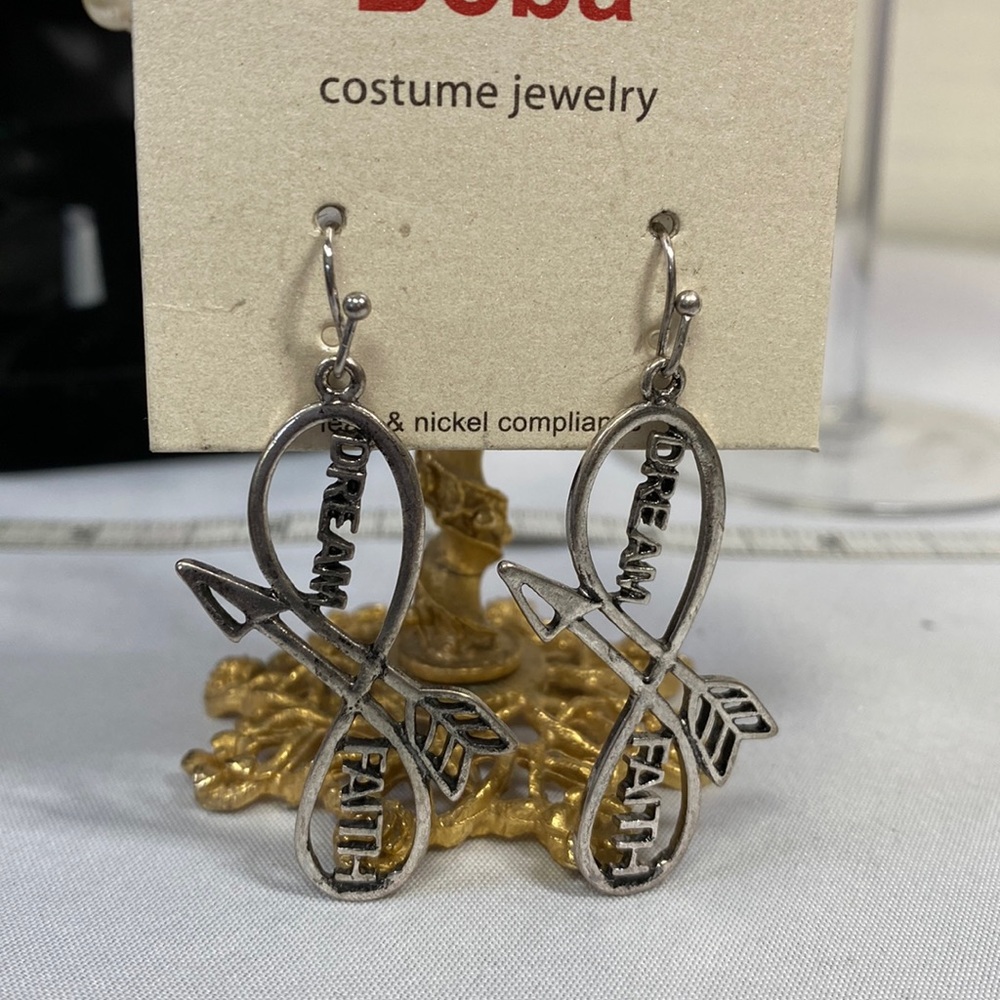 Dream Faith infinity arrow earrings